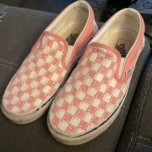 Vans, 7.5 women’s, pink and white checkered